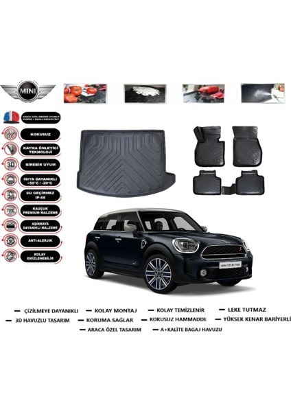 Countryman 2023 Model Bagaj Havuzu Araca Özel Paspas Takımı Prrox