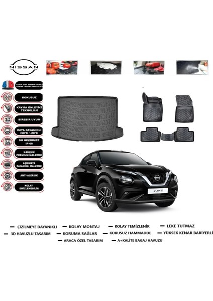 Juke 2023 Model Üst Bagaj Havuzu Araca Özel Paspas Takımı Prrox