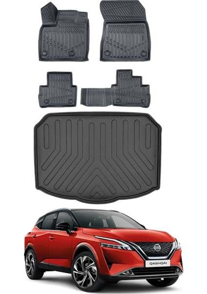 Qashqai 2023 Model Alt Bagaj Havuzu Araca Özel Siyah Paspas Takımı