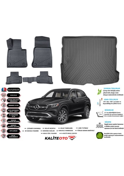 Glc Suv 2024 Model Esnek Bagaj Havuzu Araca Özel Siyah Paspas Takımı