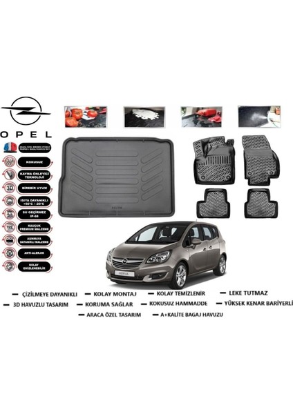 Meriva 2014 Model Bagaj Havuzu Araca Özel Paspas Takımı Prrox