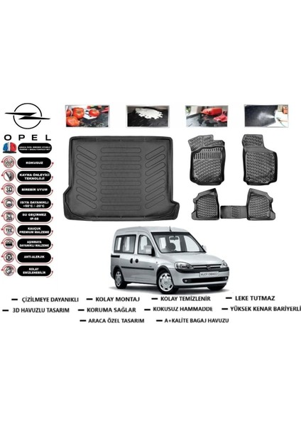 Combo Combi 2009 Model Bagaj Havuzu Araca Özel Paspas Takımı Prrox