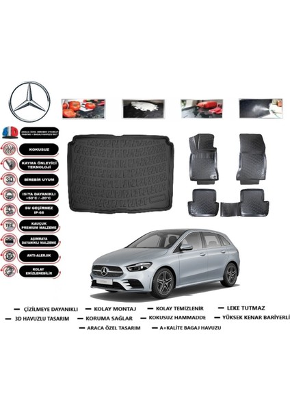 B Serisi W247 2025 Model Alt Bagaj Havuzu Araca Özel Paspas Takımı Prrox