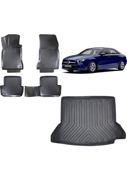 A Serisi 2023 Model Sedan Kulaklı 3D Bagaj Havuzu+3d Havuzlu Araca Özel Paspas Takımı