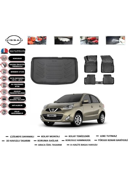 Micra 2015 Model Bagaj Havuzu Araca Özel Paspas Takımı Prrox