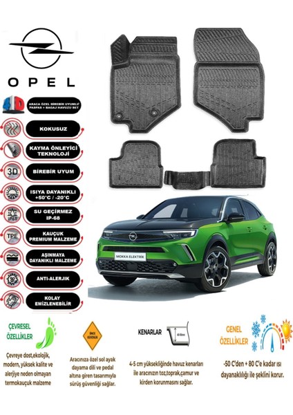 Mokka 2021 Sonrası 4d Araca Özel Havuzlu Kokusuz Paspas Takımı