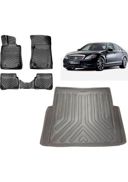 S Serisi W221 2006 Model 3D Bagaj Havuzu+3d Havuzlu Araca Özel Paspas Takımı