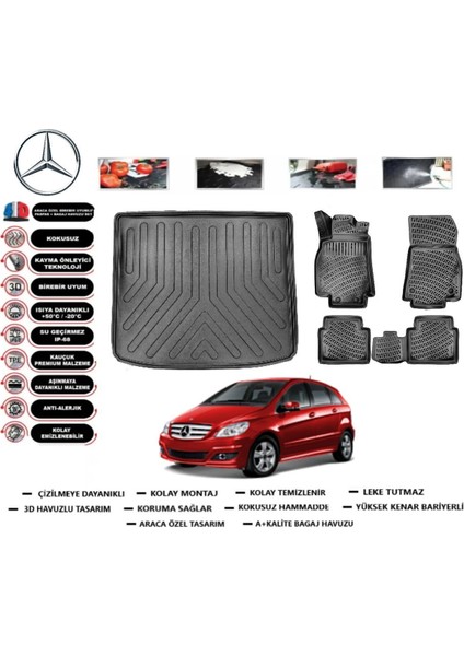 B Serisi W245 2007 Model Üst Bagaj Havuzu Araca Özel Paspas Takımı Prrox