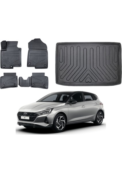 I20 2022 Model Elite Plus 3D Alt Bagaj Havuzu+3d Araca Özel Paspas Takımı Luxury Serisi