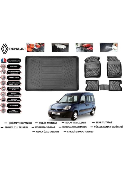 Kangoo Combi 2002 Model Bagaj Havuzu Araca Özel Paspas Takımı Prrox