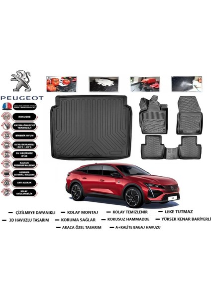 408 2025 Model Bagaj Havuzu Araca Özel Paspas Takımı Prrox