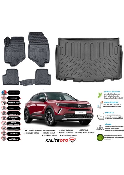 Mokka Elektirikli 2025 Model Alt Esnek Bagaj Havuzu Araca Özel Siyah Paspas Takımı