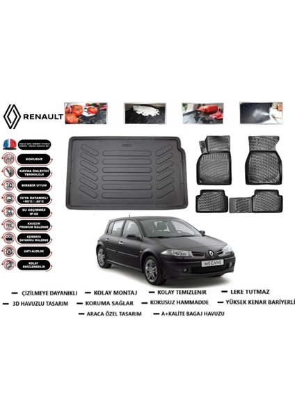 Megane 2 Hb 2007 Model Bagaj Havuzu Araca Özel Paspas Takımı Prrox