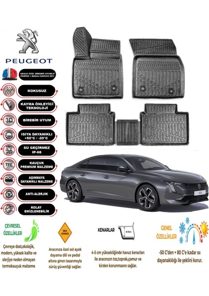508 2022 Model 4d Araca Özel Havuzlu Paspas Takımı