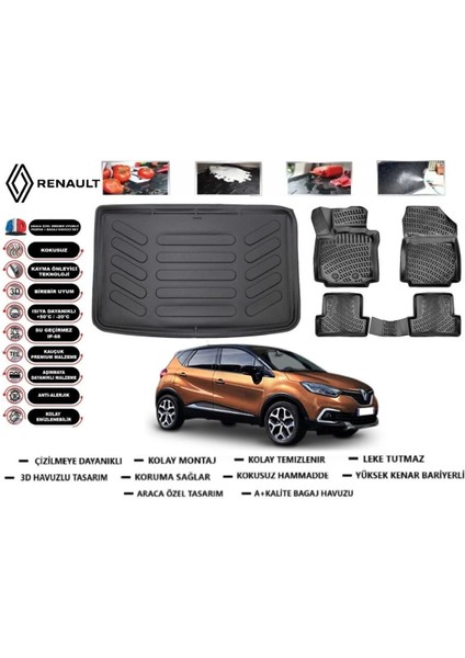 Captur 2016 Model Bagaj Havuzu Araca Özel Paspas Takımı Prrox