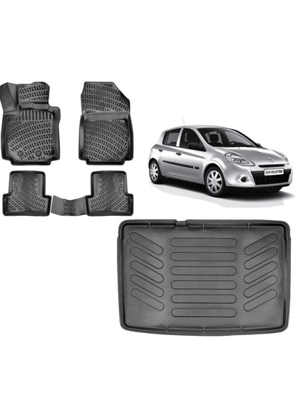 Clio 3 2010 Model Kancasız Bagaj Havuzu+3d Havuzlu Araca Özel Paspas Takımı