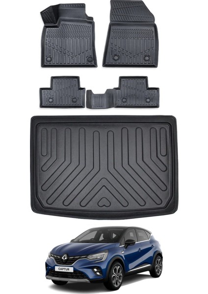 Captur 2021 Model Alt Bagaj Havuzu Araca Özel Siyah Paspas Takımı