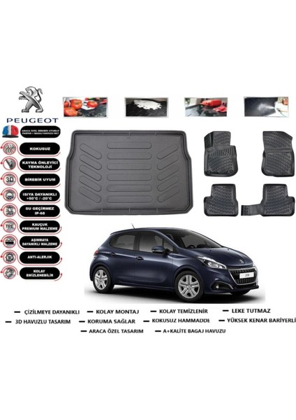 208 2015 Model Bagaj Havuzu Araca Özel Paspas Takımı Prrox