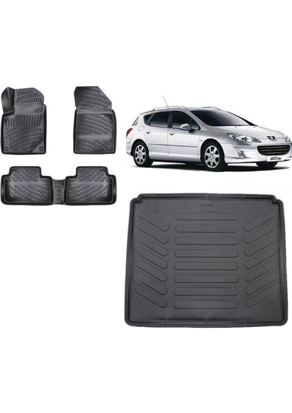 407 Station Vagon 2004 Model 3D Bagaj Havuzu+3d Havuzlu Araca Özel Paspas Takımı