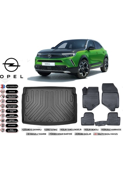 Mokka Elektirikli 2021 Model Üst Bagaj Havuzu Araca Özel Siyah Havuzlu Paspas Takımı Sett