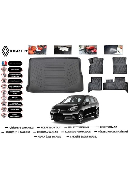 Grand Scenic 3 2014 Model Bagaj Havuzu Araca Özel Paspas Takımı Prrox