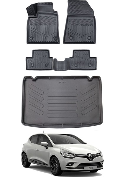 Clio 4 2013 Model Bagaj Havuzu Araca Özel Siyah Paspas Takımı