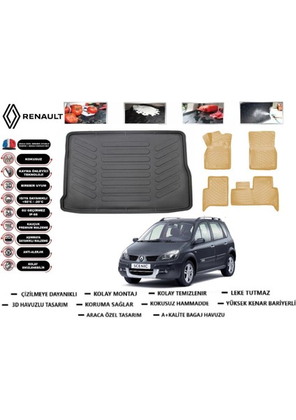 Scenic 2 2003 Model Bagaj Havuzu+Araca Özel Bej Paspas Takımı Flex