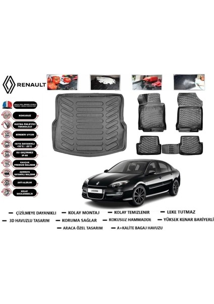 Laguna 3 2012 Model Bagaj Havuzu Araca Özel Paspas Takımı Flex
