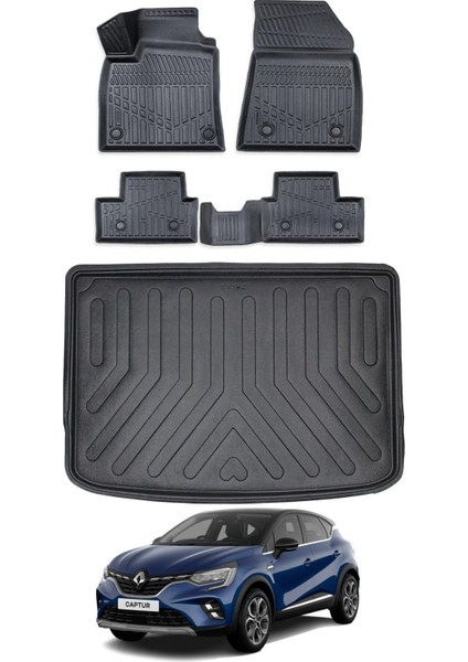 Captur 2019 Model Üst Bagaj Havuzu Araca Özel Siyah Paspas Takımı