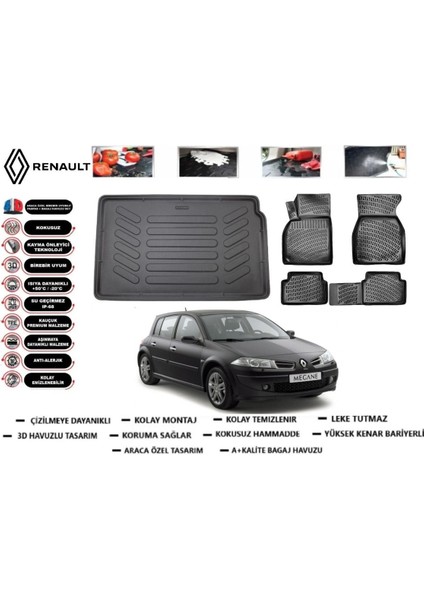 Megane 2 Hb 2006 Model Bagaj Havuzu Araca Özel Paspas Takımı Prrox