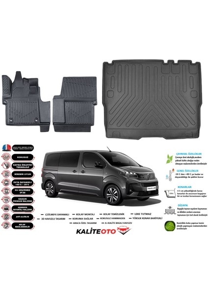 Expert Traveller 2019 Model Esnek Bagaj Havuzu Araca Özel Siyah Paspas Takımı