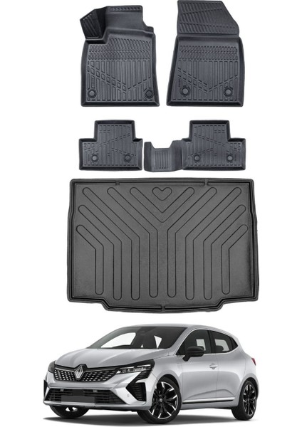 Clio 5 2025 Model Bagaj Havuzu Araca Özel Siyah Paspas Takımı