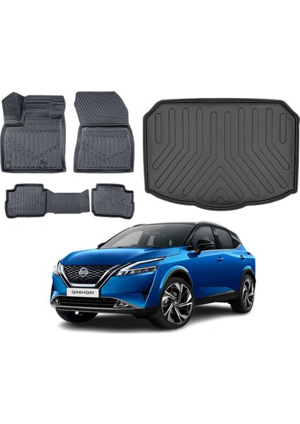 Qashqai E-Power Alt 2024 Model Bagaj Havuzu+3d Araca Özel Paspas Takımı Luxury Serisi