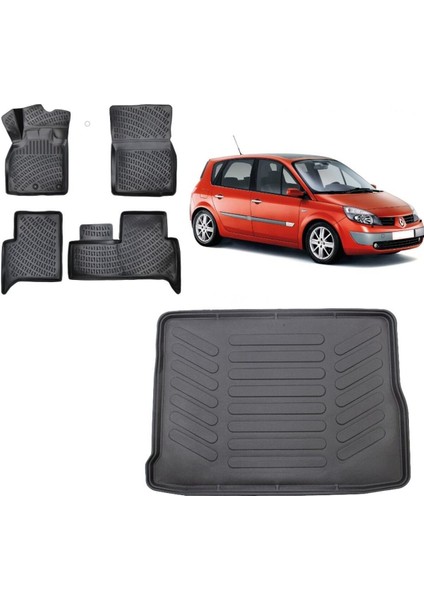 Scenic 2 2005 Model 3D Bagaj Havuzu+3d Havuzlu Araca Özel Paspas Takımı