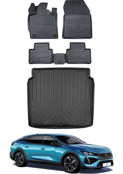 408 2023 Model Bagaj Havuzu Araca Özel Siyah Paspas Takımı