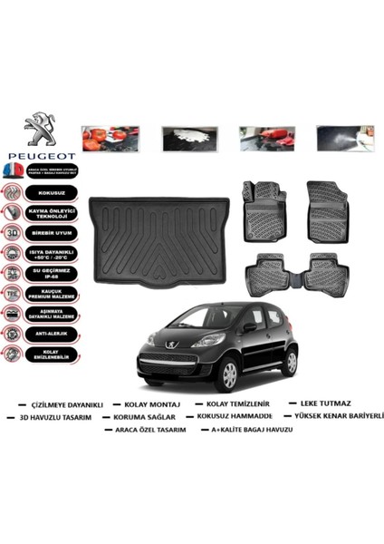 107 2011 Model Bagaj Havuzu Araca Özel Paspas Takımı Prrox