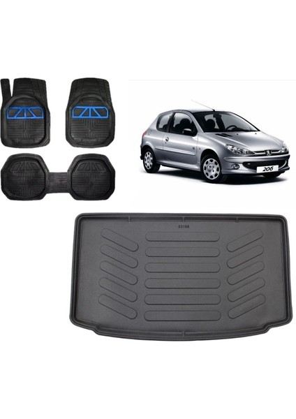 206 Hatchback 1999 Model 3D Bagaj Havuzu+3d Havuzlu Araca Özel Paspas Takımı