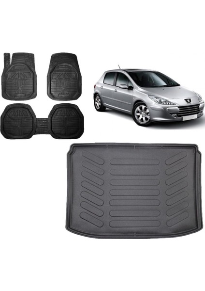 307 Hatchback 2005 Model 3D Bagaj Havuzu+3d Havuzlu Araca Özel Paspas Takımı