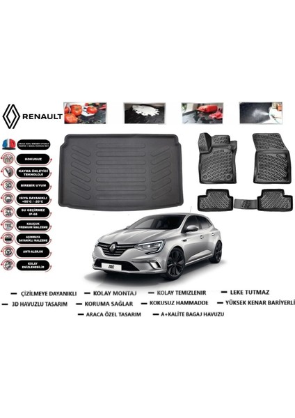 Megane 4 Hb 2022 Model Bagaj Havuzu Araca Özel Paspas Takımı Prrox