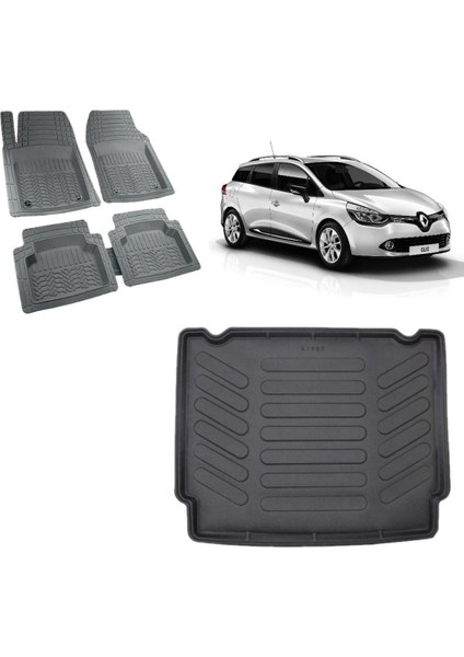 Clio 4 Spourttourer 2018 Alt Kademe Bagaj Havuzu+3d Gri Havuzlu Paspas Takımı