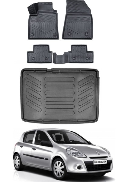 Clio 3 2008 Model Kancasız Bagaj Havuzu Araca Özel Siyah Paspas Takımı