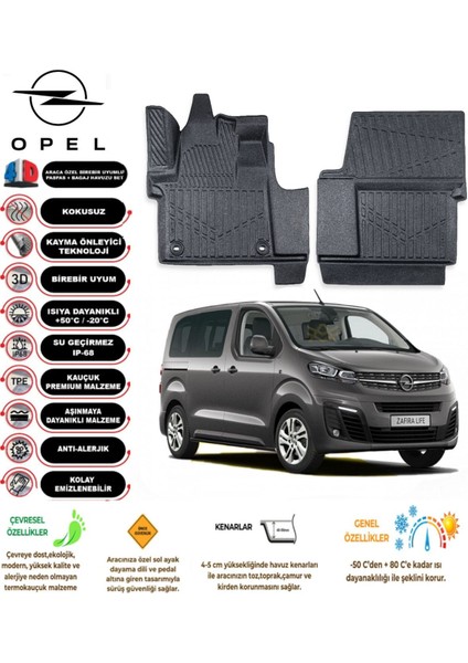 Zafira Life 2023 Model 4d Araca Özel Havuzlu Kokusuz Paspas Takımı
