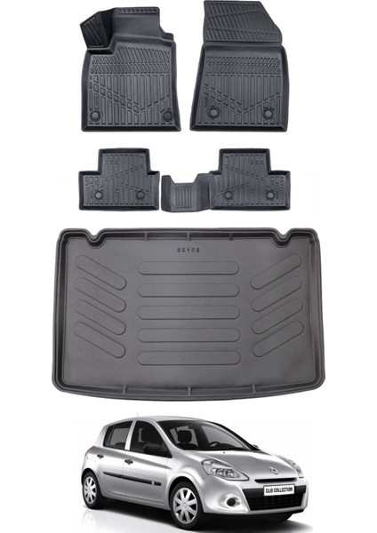 Clio 3 2006 Model Kancalı Bagaj Havuzu Araca Özel Siyah Paspas Takımı