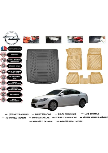 Insignia Sporttourer 2015 Model Bagaj Havuzu(Paspası)+Araca Özel Bej Paspas Takımı Flex