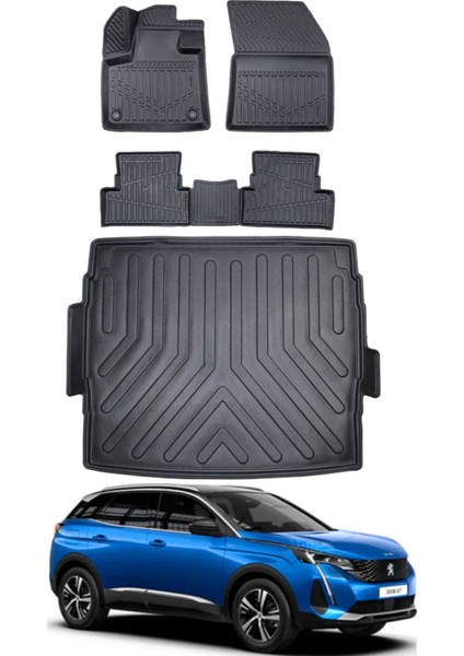 3008 2017 Model Üst Bagaj Havuzu Araca Özel Siyah Paspas Takımı