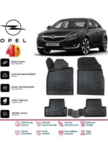 Insignia 2009-2016 4.5d Plus Havuzlu Siyah Paspas Takımı Yumuşak