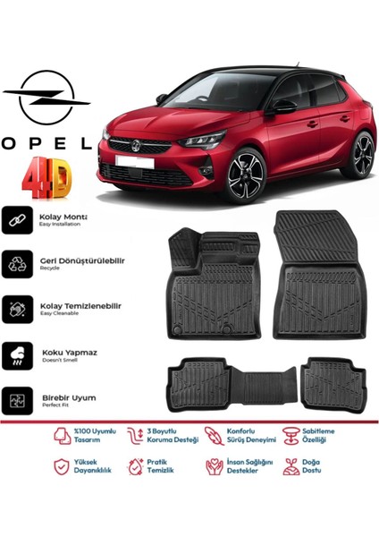 Corsa F Elektirikli 2019 ve Sonrası 4.5d Plus Havuzlu Siyah Paspas Takımı Yumuşak