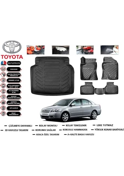 Avensis 2003 Model Bagaj Havuzu Araca Özel Paspas Takımı Prrox