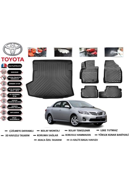 Corolla 2008 Model Bagaj Havuzu Araca Özel Paspas Takımı Prrox