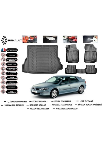 Laguna 2 2006 Model Bagaj Havuzu Araca Özel Paspas Takımı Flex